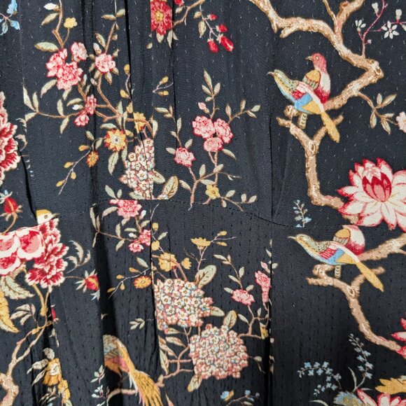 GP & J Baker x H&M Dress Botanical Bird Print Size 12 Calf-Length Textured Boho - Picture 7 of 13